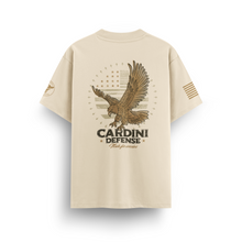 Load image into Gallery viewer, Cardini Defense “Liberty Strike” Eagle Graphic Tee – Men’s Patriotic Vintage Shirt, 60/40 Cotton-Poly Blend, Sand