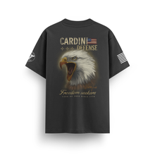 Cargar imagen en el visor de la galería, Cardini Defense “Freedom Seekers” Eagle Graphic Tee – Men’s Patriotic Two-Sided Shirt, 60/40 Cotton-Poly Blend, Black