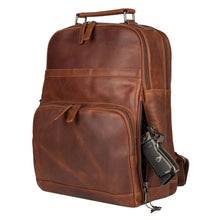 Load image into Gallery viewer, CONCEALED CARRY "QUINN" UNISEX LEATHER BACKPACK