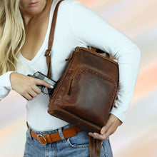 Load image into Gallery viewer, CONCEALED CARRY "ABBY" LEATHER BACKPACK