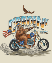 Load image into Gallery viewer, Cardini Defense “Bigfoot Rider” Graphic Tee – Men’s Patriotic Motorcycle Shirt, 60/40 Cotton-Poly Blend