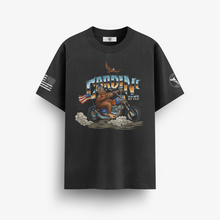 Load image into Gallery viewer, Cardini Defense “Bigfoot Rider” Graphic Tee – Men’s Patriotic Motorcycle Shirt, 60/40 Cotton-Poly Blend