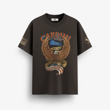 Load image into Gallery viewer, Cardini Defense “Land of the Free” Eagle Graphic Tee – Men’s Vintage Patriotic Shirt, 60/40 Cotton-Poly Blend