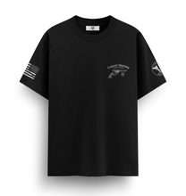 Cargar imagen en el visor de la galería, Cardini Defense “Blueprint Revolver” Graphic Tee – Men’s Vintage Firearm Patent Shirt, 60/40 Cotton-Poly Blend