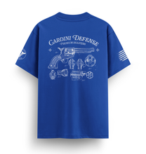 Cargar imagen en el visor de la galería, Cardini Defense “Blueprint Revolver” Graphic Tee – Men’s Vintage Firearm Patent Shirt, 60/40 Cotton-Poly Blend