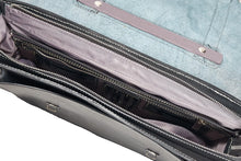 Cargar imagen en el visor de la galería, Cardini Leather Bag Black Top Open