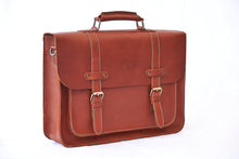 Cargar imagen en el visor de la galería, Cardini Leather Brief Case Cognac Front