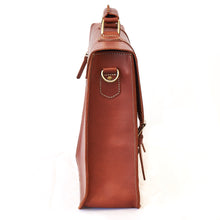 Cargar imagen en el visor de la galería, Cardini Leather Briefcase Cognac Side