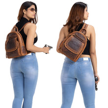 Load image into Gallery viewer, CONCEALED CARRY RFID &quot;DAISY&quot; LEATHER BACKPACK

